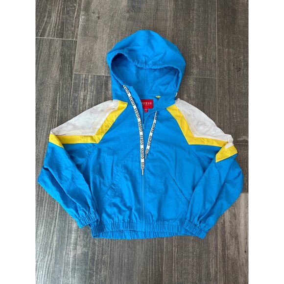Guess Los Angeles Blue & Yellow Mesh Windbreaker Jacket Medium - Picture 1 of 6